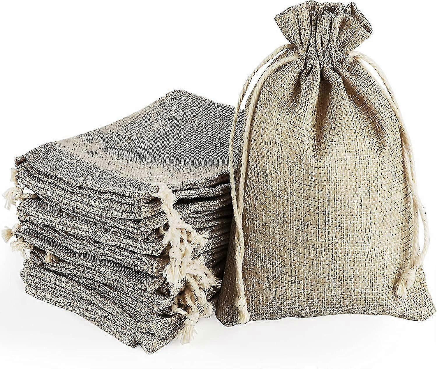 Zk-30 حزمة حقيبة الخيش ، حقيبة الرباط الخيش ، حقيبة هدايا خفيفة الوزن ، منظم الجوت قابلة لإعادة الاستخدام لحفل عيد الميلاد مجوهرات الزفاف (13x18cm ، الطبيعية)