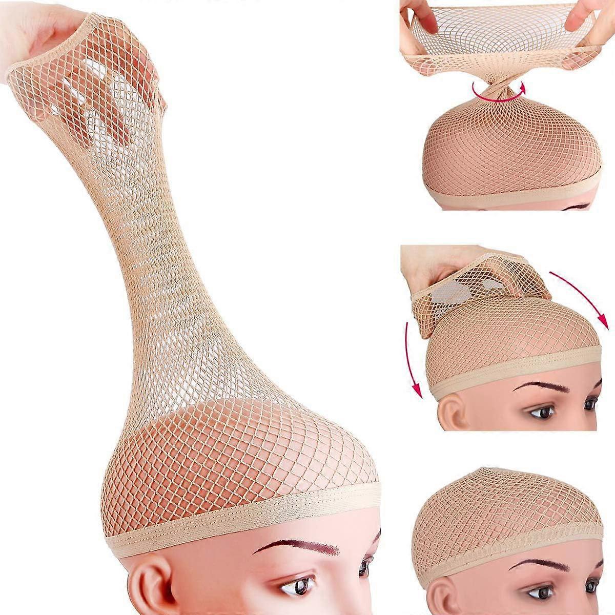 2 wig nets (light colour), wig cap for long hair, mesh wig cap for wig making