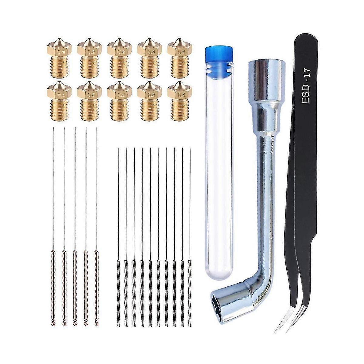 3d Printer Replace 0.4mm V6 3d Printer Extruder Brass Nozzle Cleaning Tools For V6 3d Printer Accessories