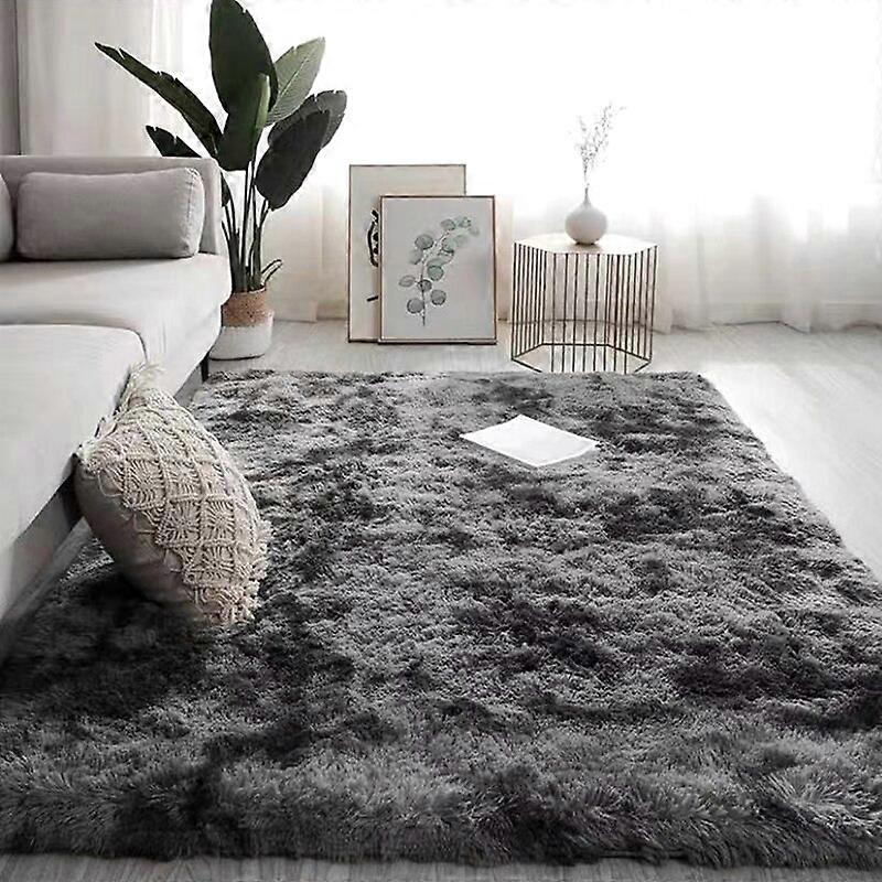 Grauer Teppich für Wohnzimmer Plüschteppich Schlafzimmer Boden Flauschige Matten Anti-Rutsch-Home-Decor-Teppiche Weiche Samtteppiche Kinderzimmerdecke