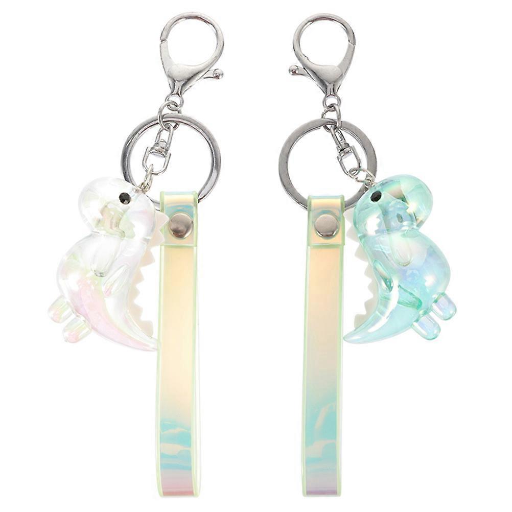 2Pcs Dinosaur Keychain Acrylic Dinosaur Key Ring Decorative Bag Pendant Key Chain
