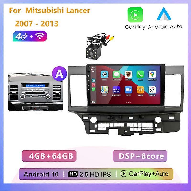 2GB+32GB 2 din Android 10 car radio multimedia stereo player carplay Auto GPS navigation for Mitsubishi Lancer 2 2007 2008 -2013