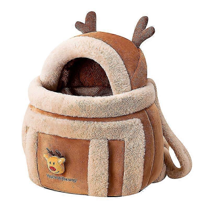 Warm Pet Carrier Bag Small Pets Backpack Winter Plush Pets Cage