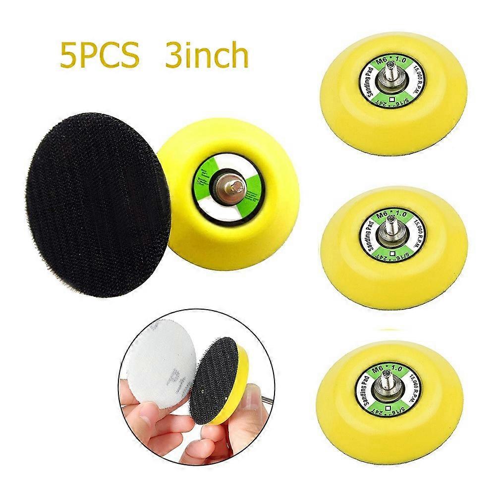 5 X 3" 75mm Hook Loop Sanding Polishing Backing Pad M6 Thread For Air Sander Abrasive Tools Grinding Discs