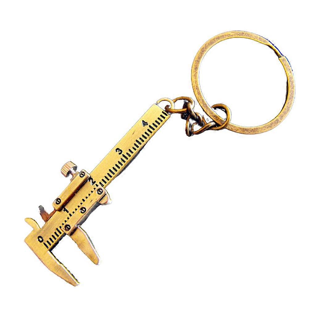 Vintage Portable Zinc Alloy Measuring Ruler Vernier Caliper Keychain Key Ring JIKAIX