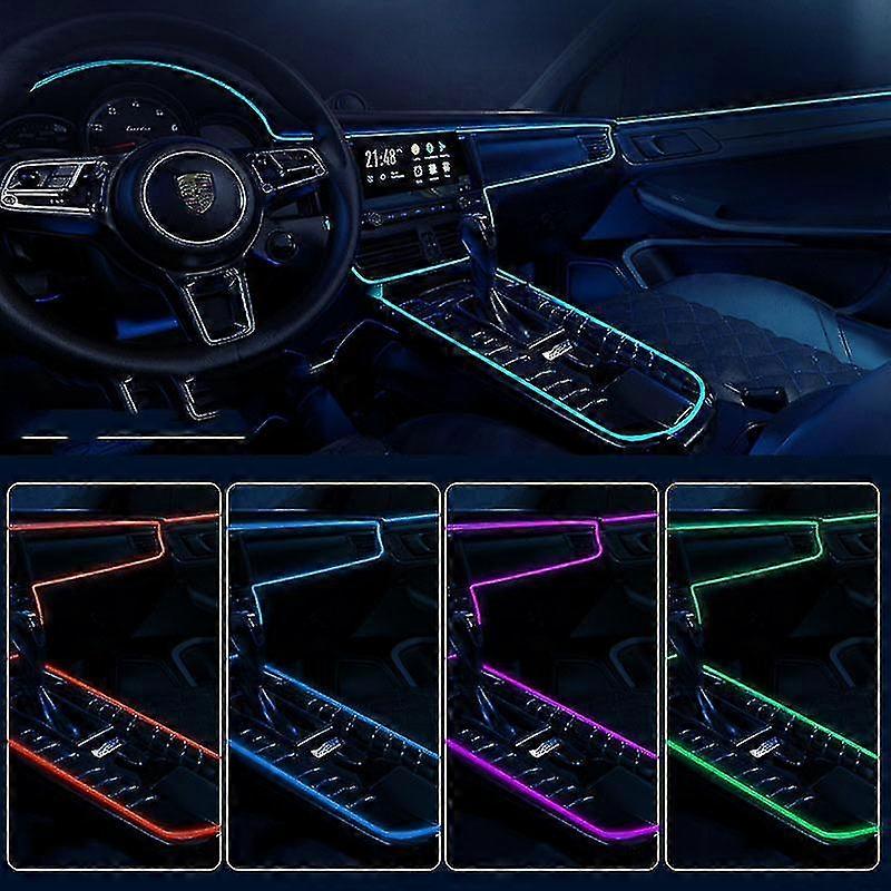 Bande LED Intérieur Voiture Ambiance – 5 Couleurs + Télécommande – Effet Néon Bleu Glacier Universel