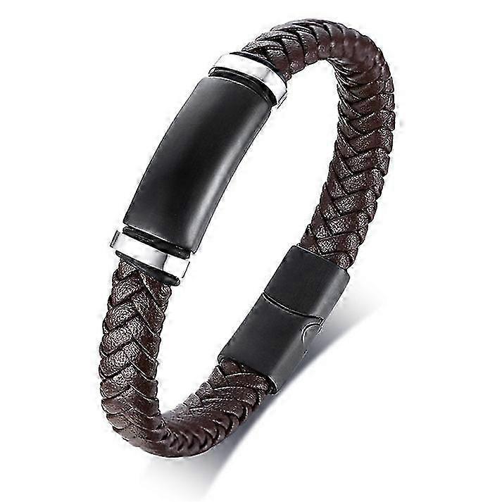 Vintage Braided Leather Bracelet for Men - Brown