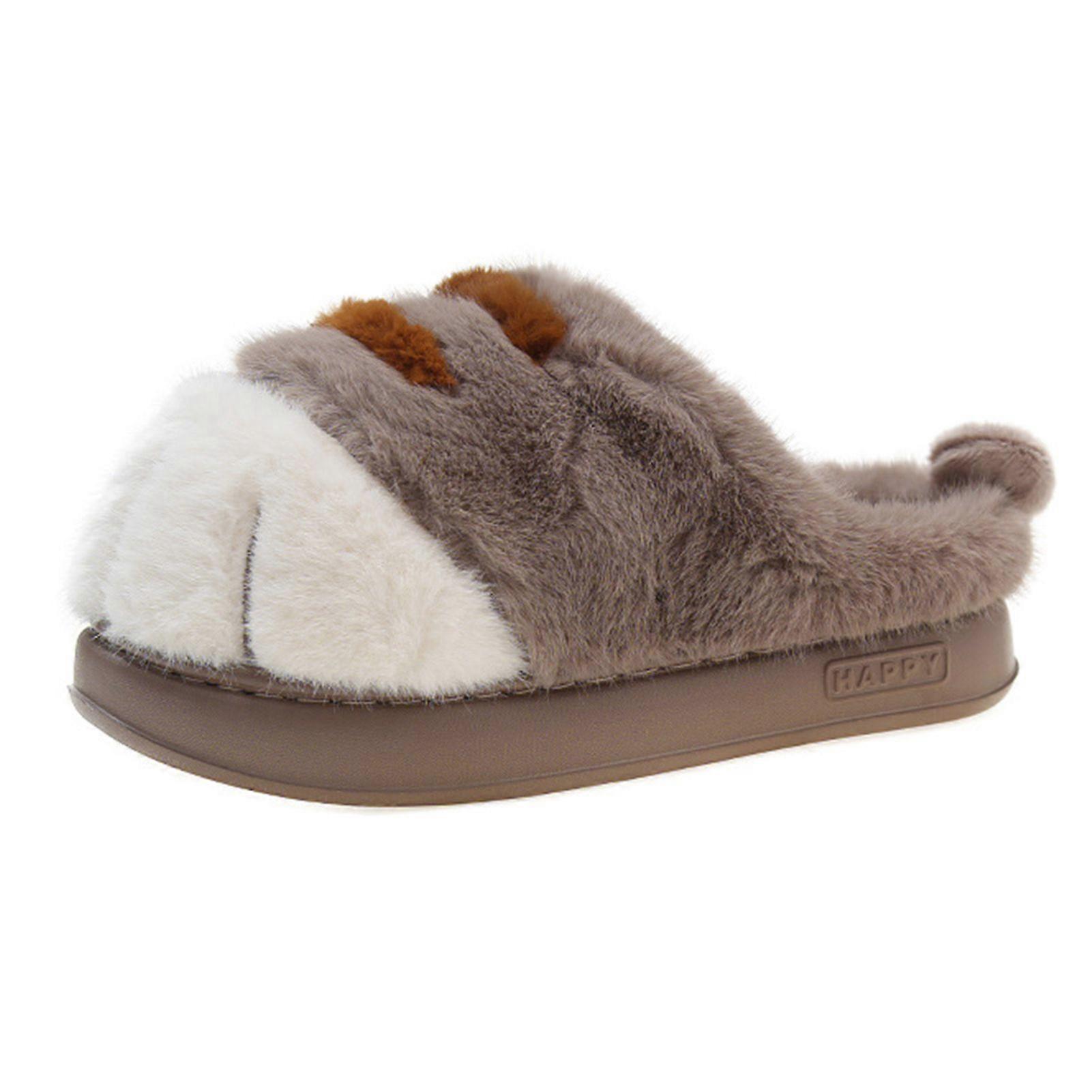 Womens Plush Slippers Soft Plush Comfy Warm Slip-on Slippers Winter Warm Indoor Supply