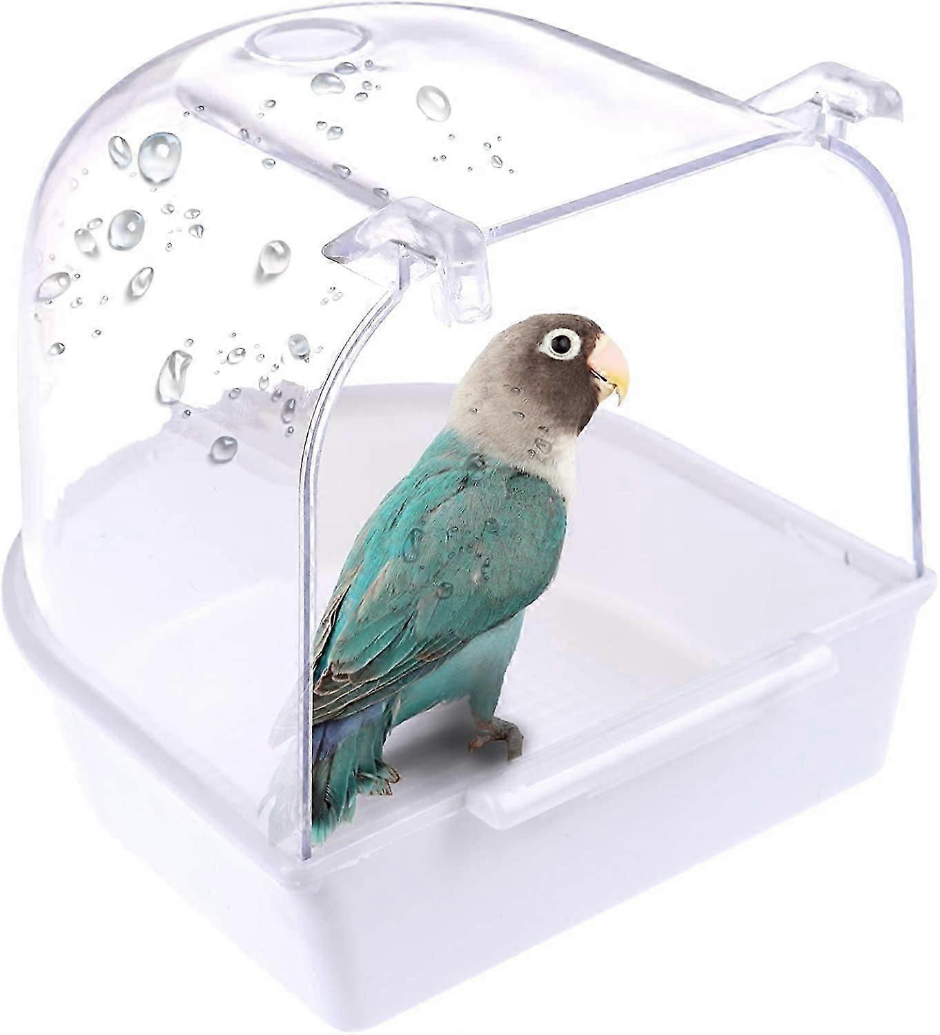 Removable Plastic Parrot Bath Plug-in Cleaning Tub (White)