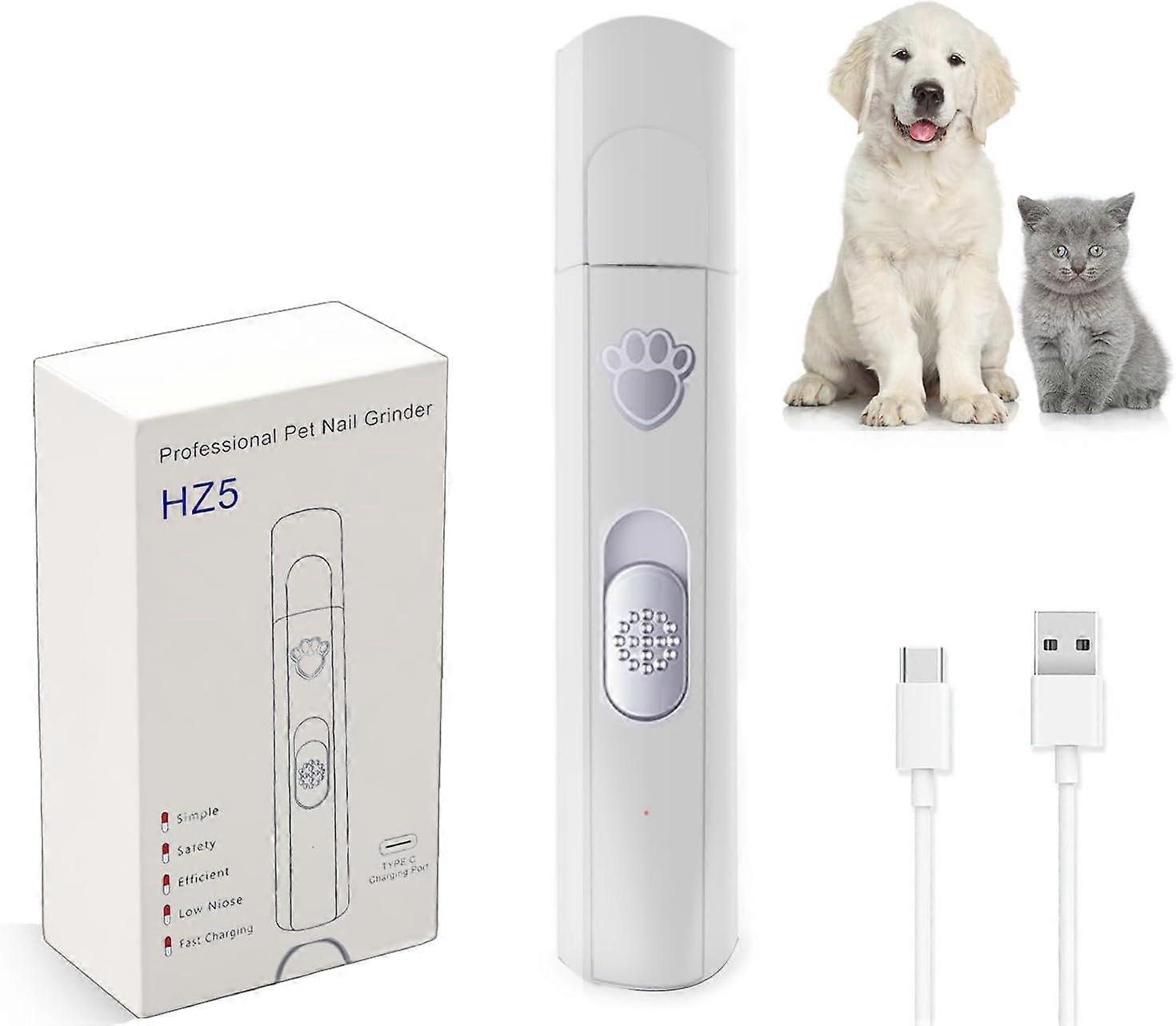 Safe Electric Dog Nail Clipper, Upgraded Rechargeable Design with LED Light and Safety Guard for All Dog Sizes