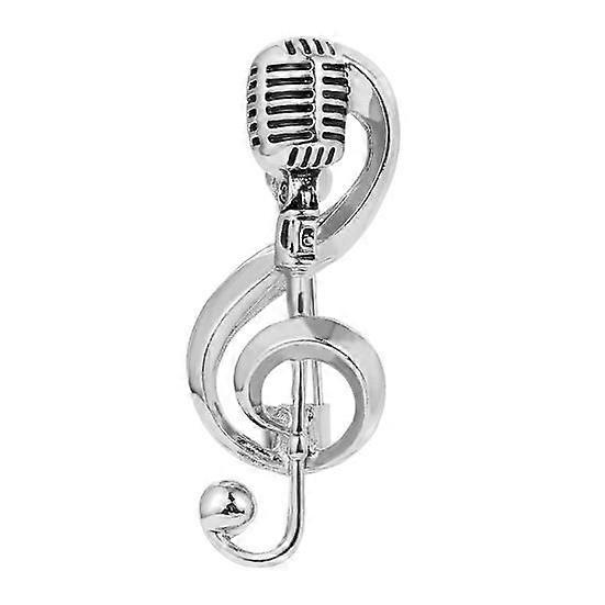 Microphone Brooch Solid Exquisite Golden Silver Color Music Note Brooches for Party