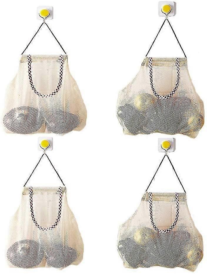 Reusable Hanging Storage Mesh Bags -durable Strong Fruit And Vegetable Mesh Bags/pulling Resistance Storage Tote Bags For Garlics, Potatoes, Onions