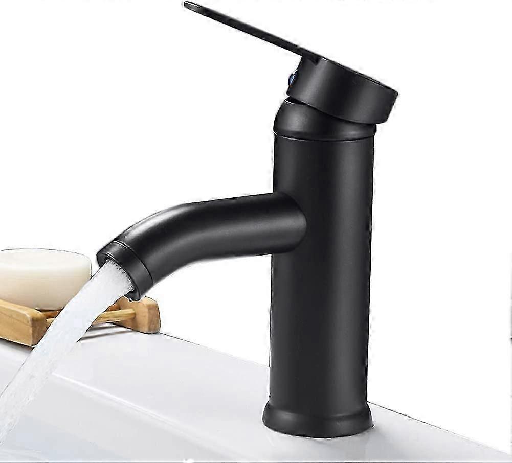 Mitigeurs pour lavabo de salle de bain Robinet d’évier de salle de bain en acier inoxydable noir Robinet à levier unique robinet à un trou
