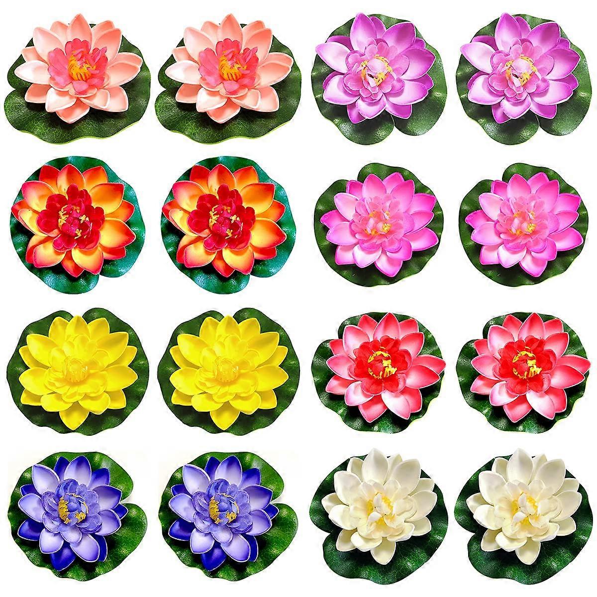 Floating flowers, 16 pieces artificial water lilies floating lotus flower