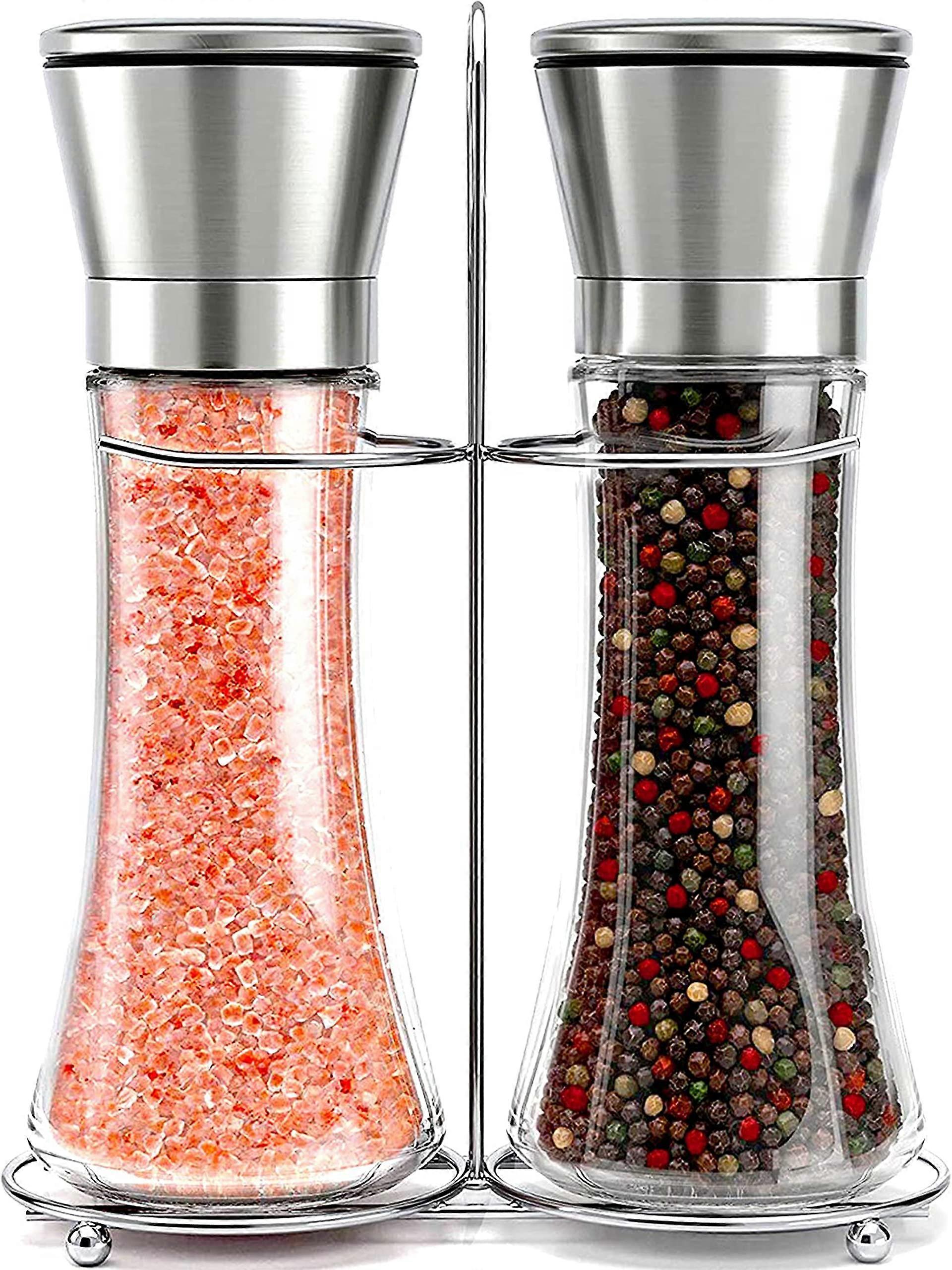 Salt & Pepper Grinder Set - Adjustable Stainless Steel Manual Mills