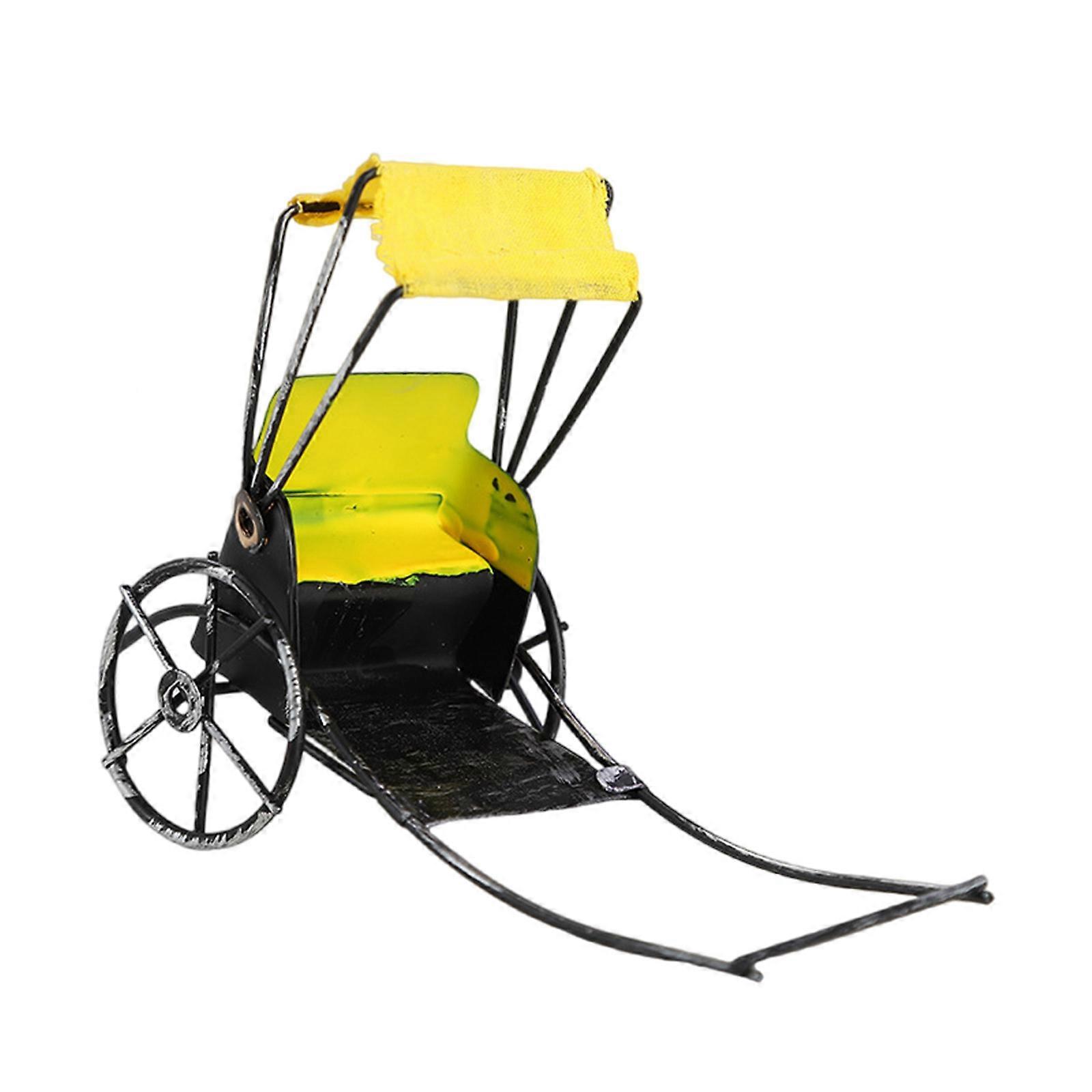 Αρχική Διακόσμηση Rickshaw Ειδώλιο Vintage Rickshaw Άγαλμα Πίνακας Κεντρικά κομμάτια Jinrikisha Sulpture Εσωτερική διακόσμηση σπιτιού Κίτρινο