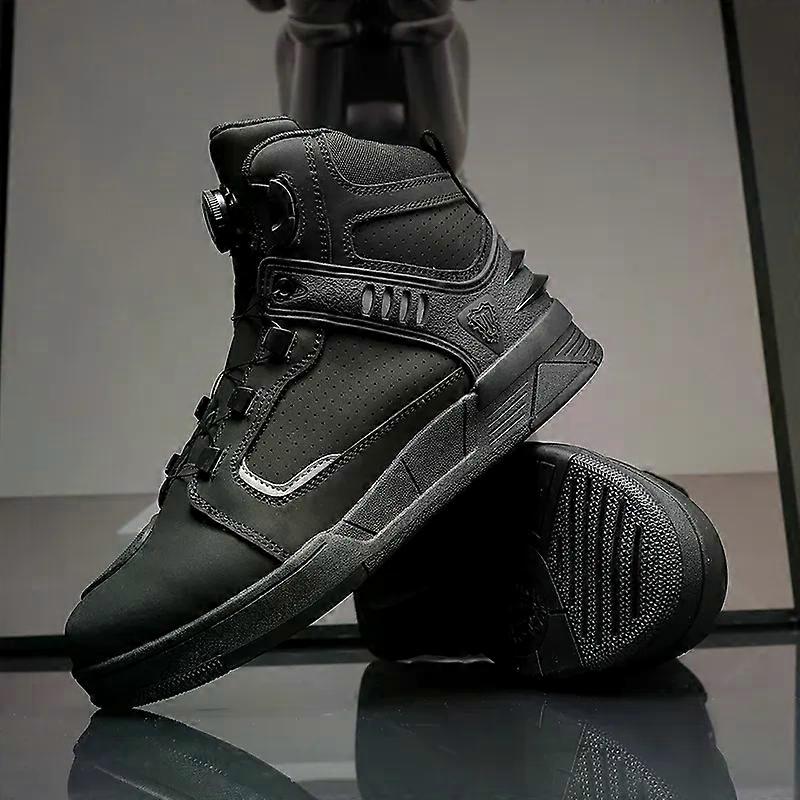 Boussder Chaussures de moto en cuir véritable pour hommes bottes courtes de protection à la cheville