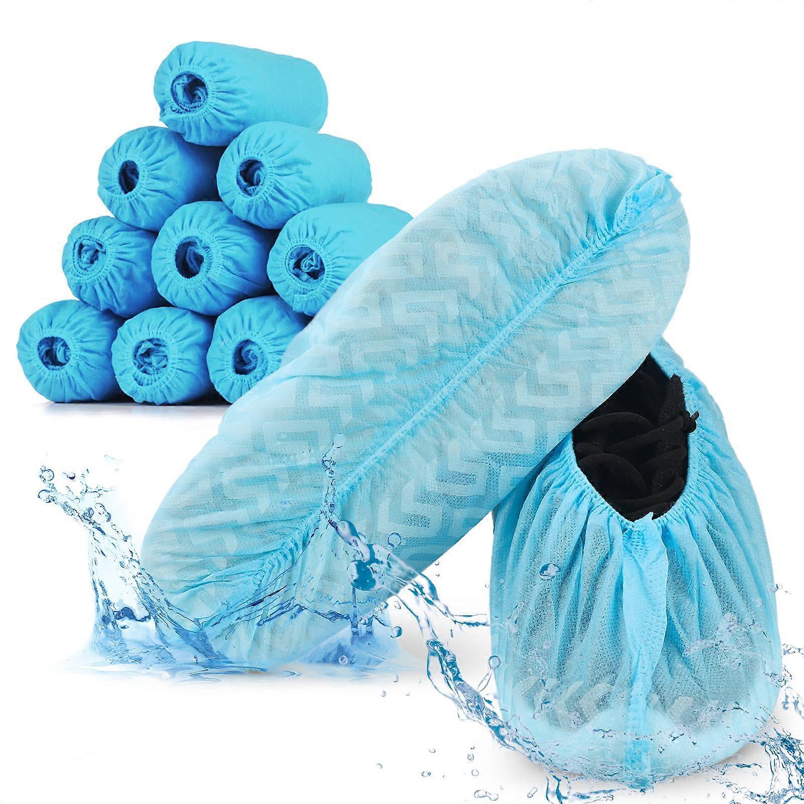 100 Pack Disposable Non-Slip Shoe Covers for Indoor Use, Office Home Carpet Protection, Waterproof, Fits Most Shoe Sizes