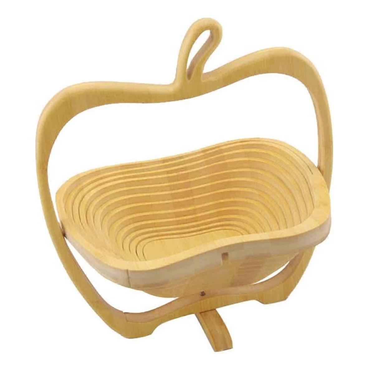 Natural Bamboo Foldable Fruit Basket For Kitchen Table 12x11 Inches