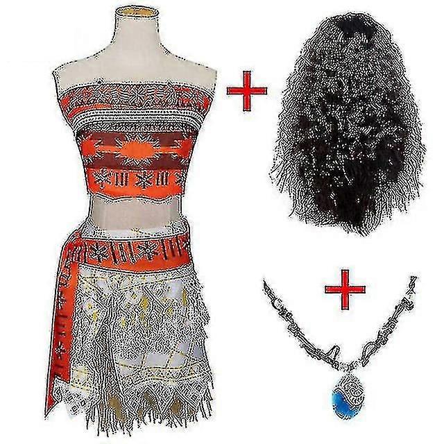 大人の子供ヴァイアナモアナコスチュームESネックレスウィッグ女性女の子モアナ