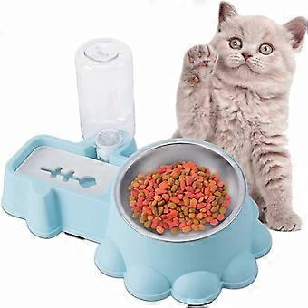 2 in 1 Stainless Steel Cat Bowl, Elevated Cat Bowl, 15° Tilt, Anti-Fog Pet Bowl, Automatic Water Storage, Available for Cats and Puppies
