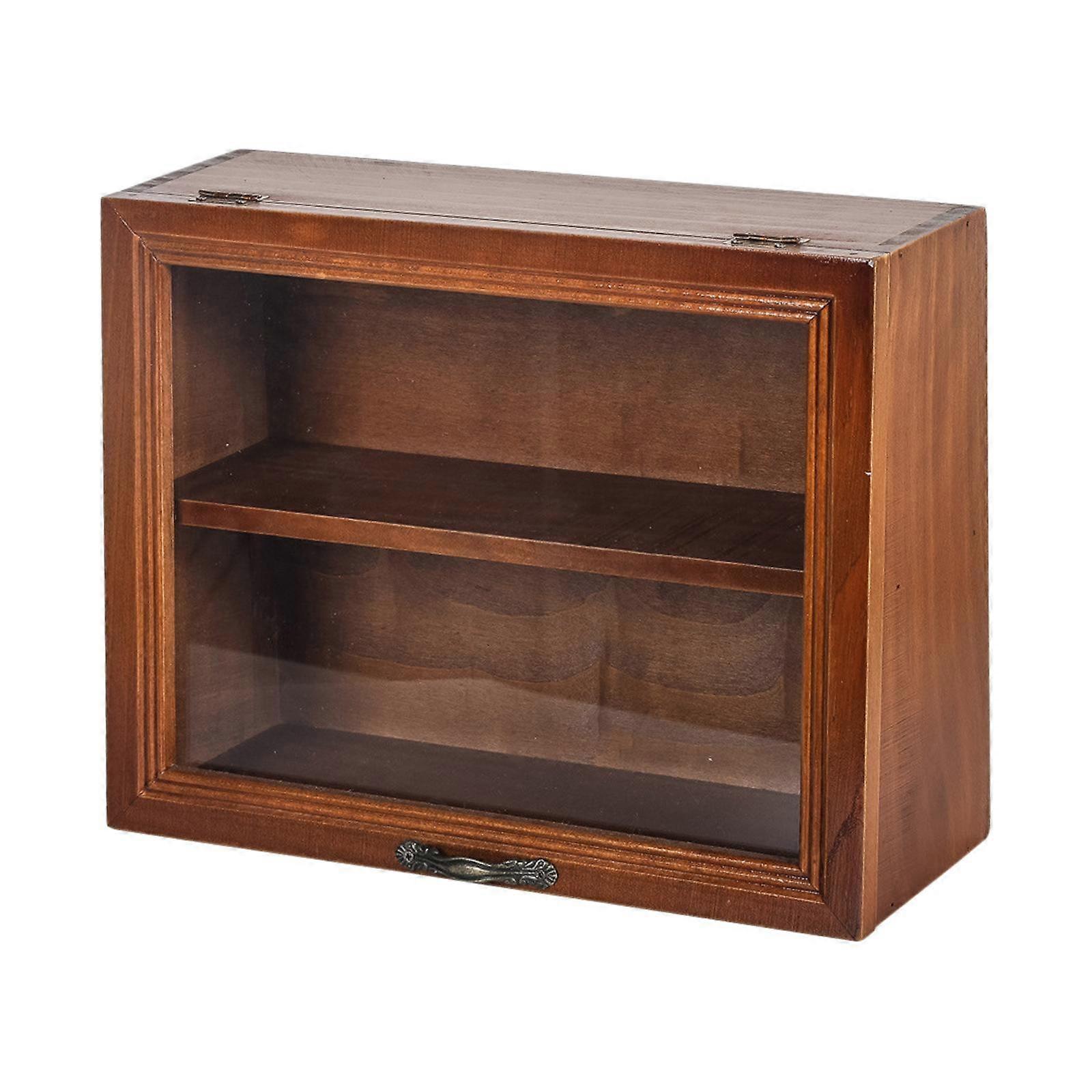 Desktop Storage Cabinet 2 Tiers Display Box for Action Figures Vanity Desk