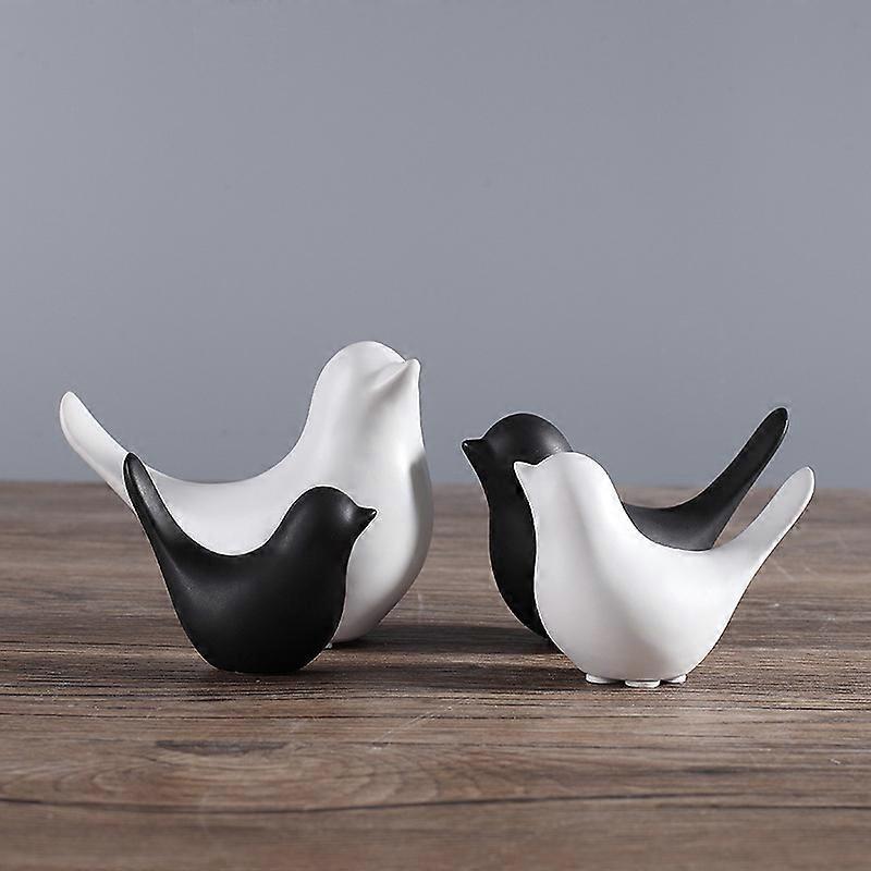 Abstract Ceramic Bird Figurines – Modern A Set of 4, Minimalist Home Decor