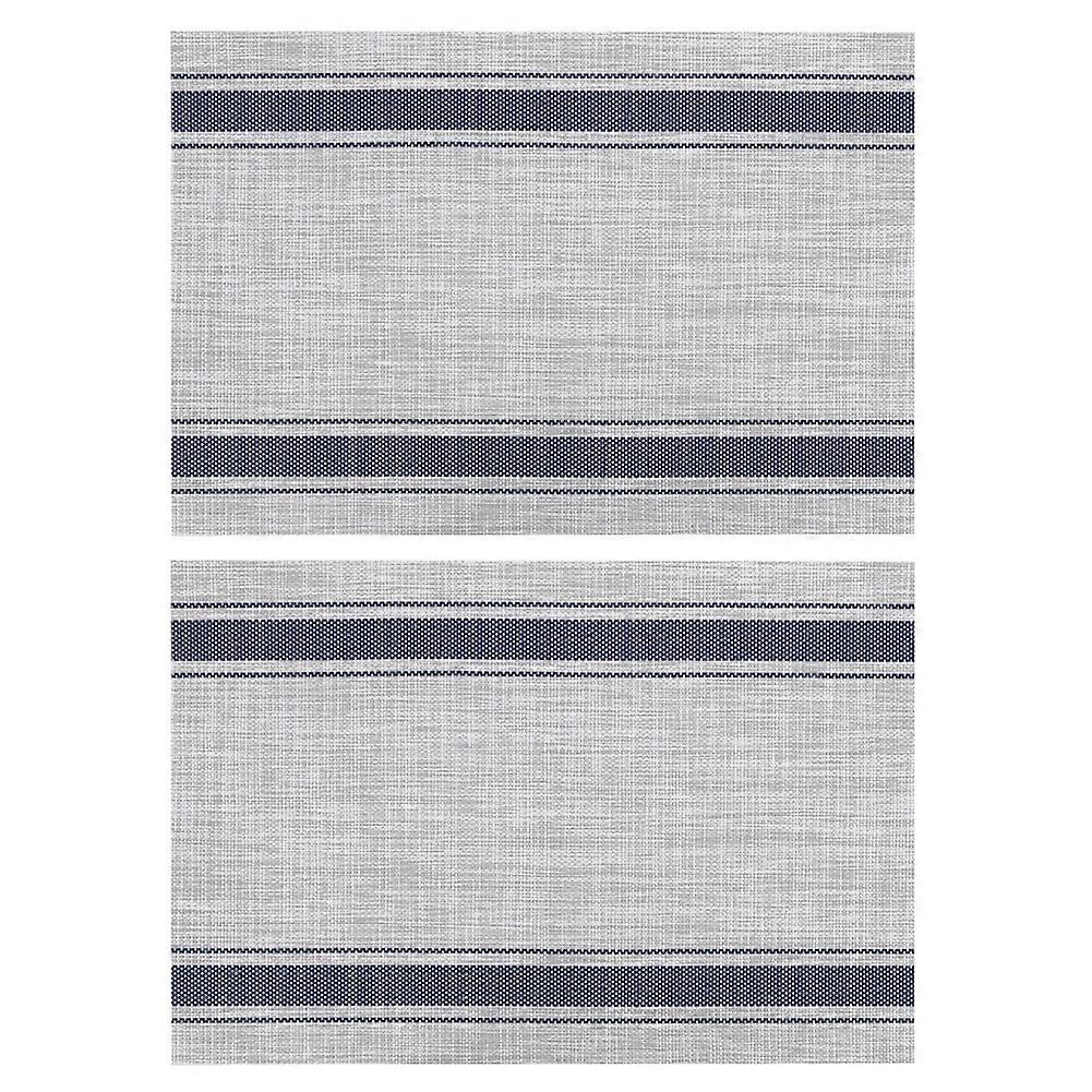 Placemat PVC Tableware Pad Heat Insulation Stripe Pattern 2 Pack Household Table Mat Decoration