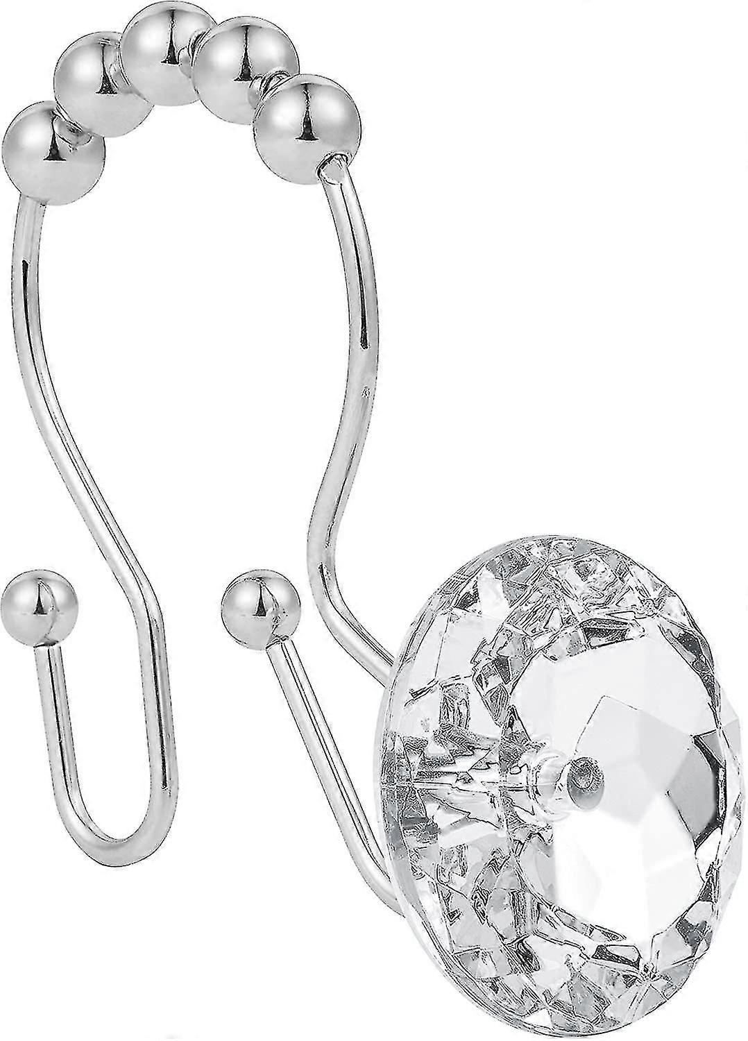 Stainless Steel Rust Resistant Double Hooks, 12-pack-crystal White