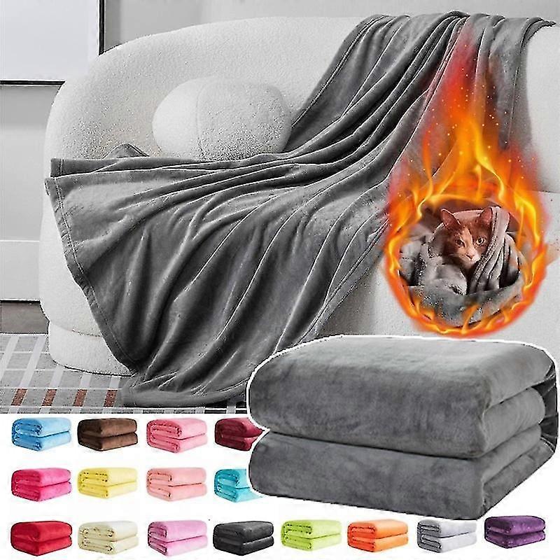 Soft Warm Coral Fleece Flannel Blankets For Beds Faux Fur Mink Row Solid Color Sofa Cover Bedspread Plaids Blankets