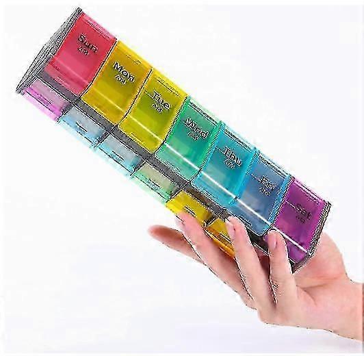 Pill BoxExtra Large Pill Organizer 2 Times A Day, Pill Box 7 Day Weekly Pill Box Organizer, Am Pm Pill Case Pill Container With 14 Xl Compartment