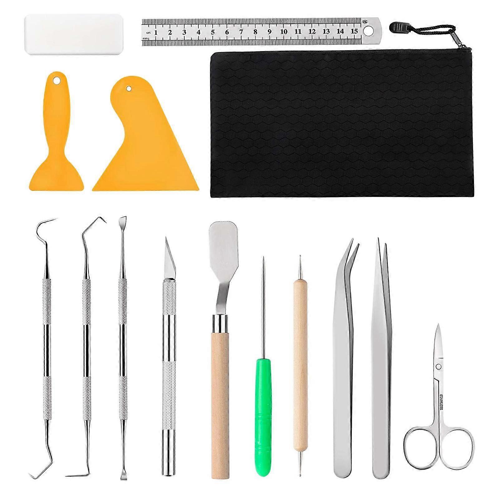 15Pcs Craft Weeding Tools Kit, Basic Including Scissor, Tweezers, Weeders,
