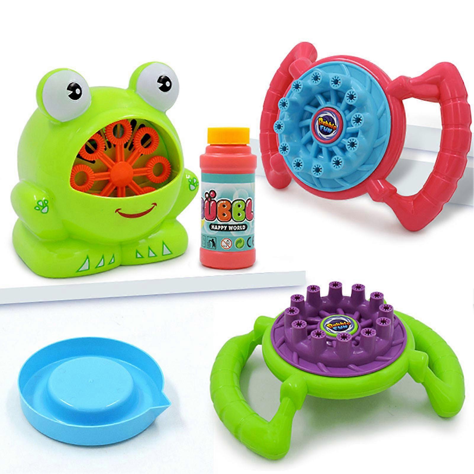 Automatic Bubble Blower Toy 12 Holes Multifunctional Powerful Motor Cute Frog Shape Electric Bubble Machine
