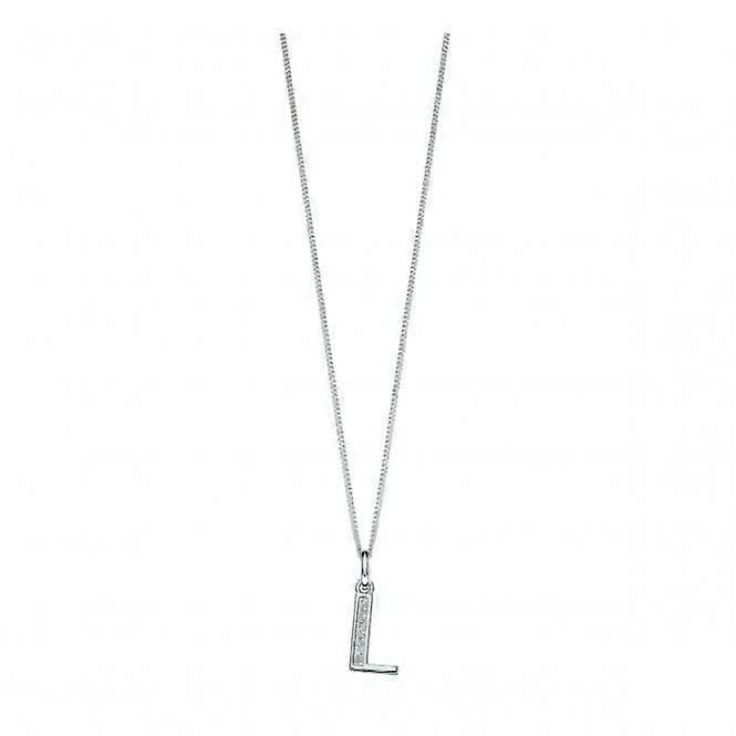 Beginnings Sterling Silver Art Deco Initial L Cubic Zirconia Pendant P4734C