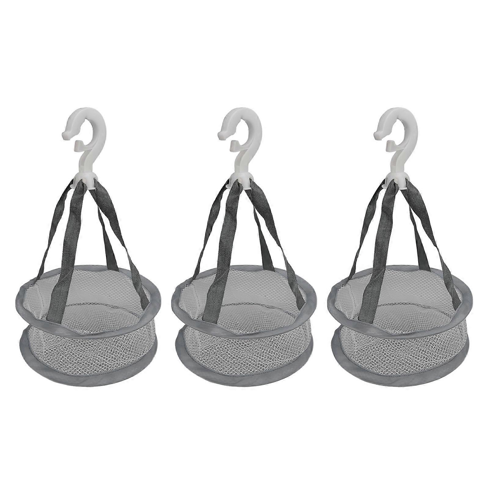 3pcs Hanging Mesh Basket Dryer Mini Ventilated Windproof Drying Rack for Makeup Brushes Tools