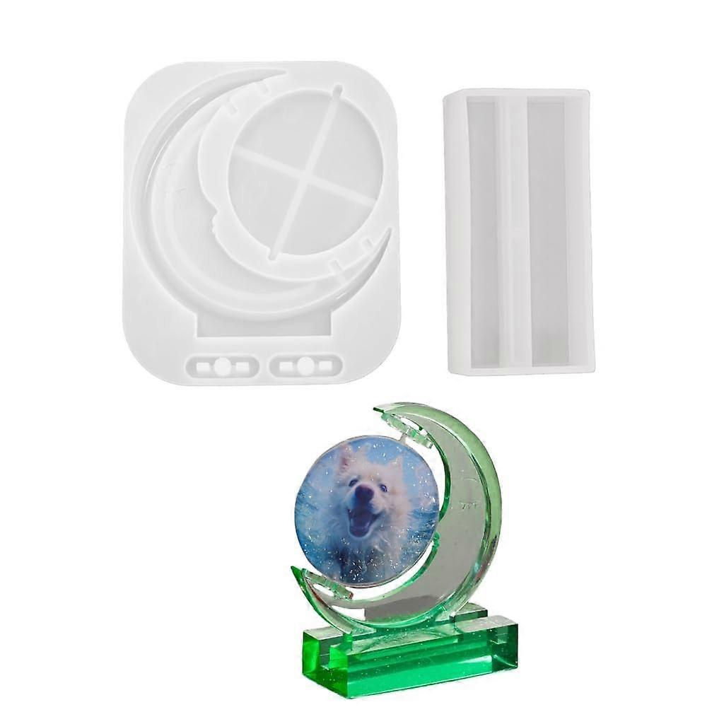 Stylish Rotating Sun And Moon Photo Frame Mold, Solid Silicone Picture Display, Home Decoration Storage Shelf