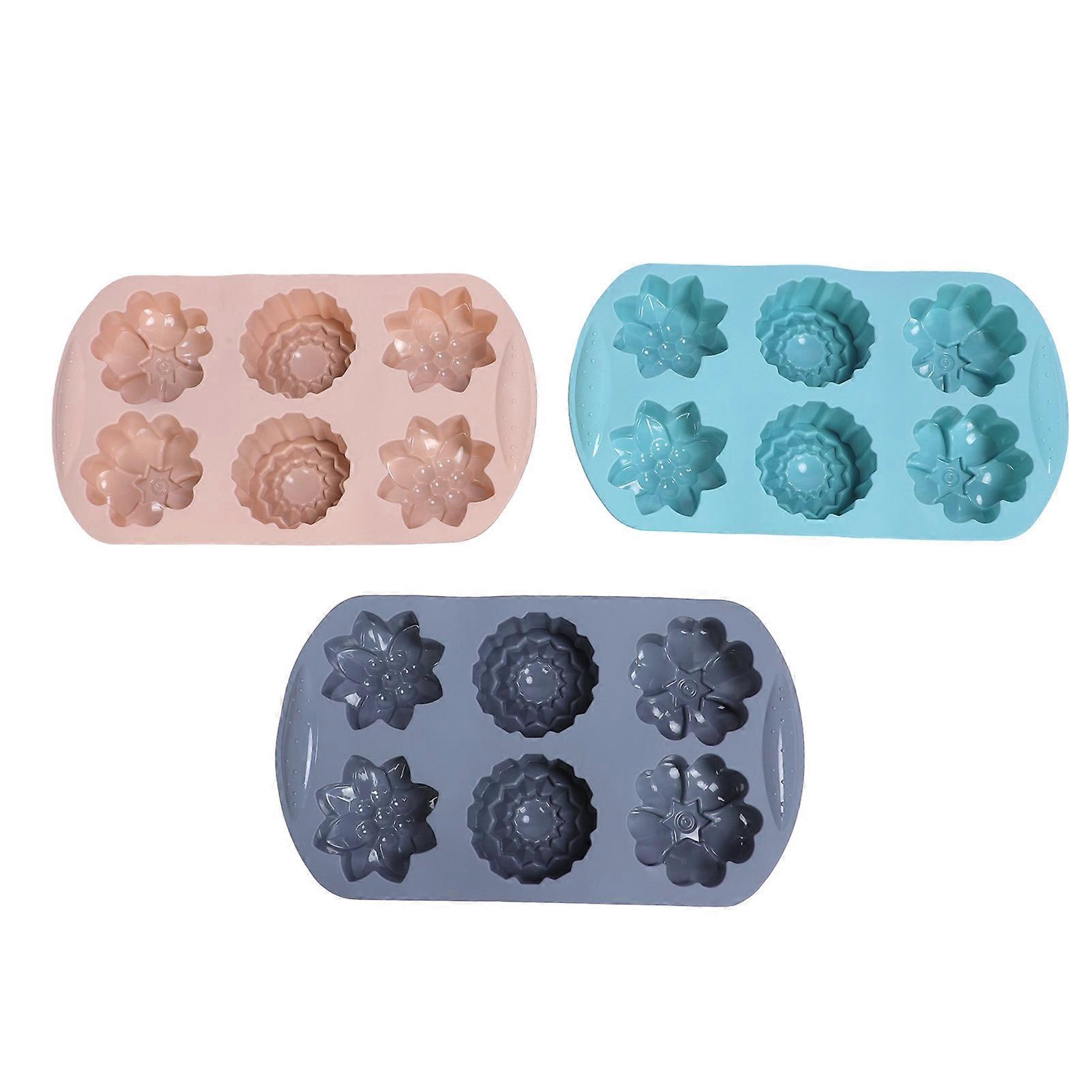3pcs Muffin Pan Anti Stick Heat Resistant Silicone Microwave Dishwasher Safe Muffin Baking Pan for Cake Kitchen