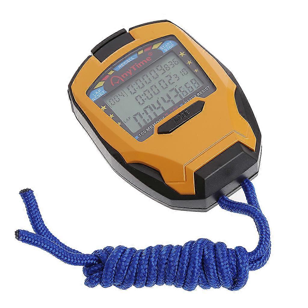 3 Row100 Lap 1/1000s Digital Sport Counter Timer Professional Athletic Stopwatch  Orange