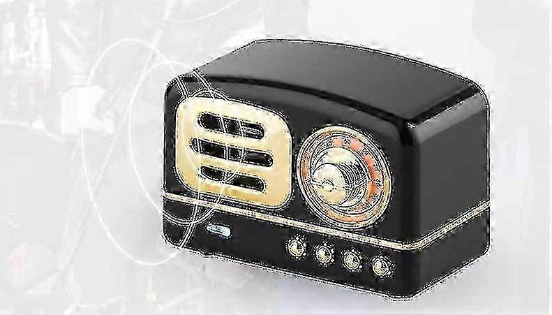 Högkvalitativ bärbar batteriradio retro med bluetooth-högtalare, retro svart