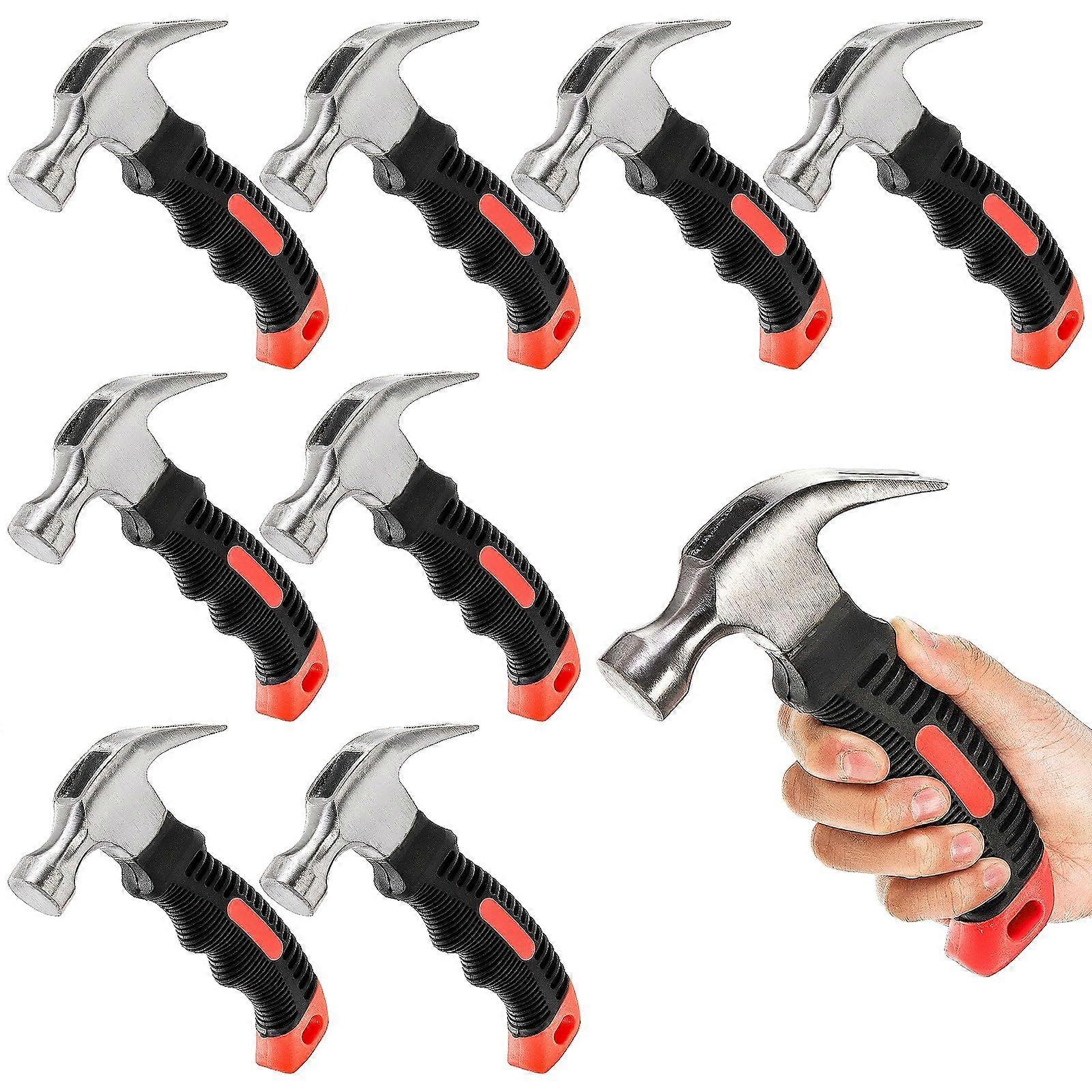 8 Pack Small Mini Stubby Hammer Tool 12 Oz for Picture Hanging, Compact Hammer Set for Household Projects