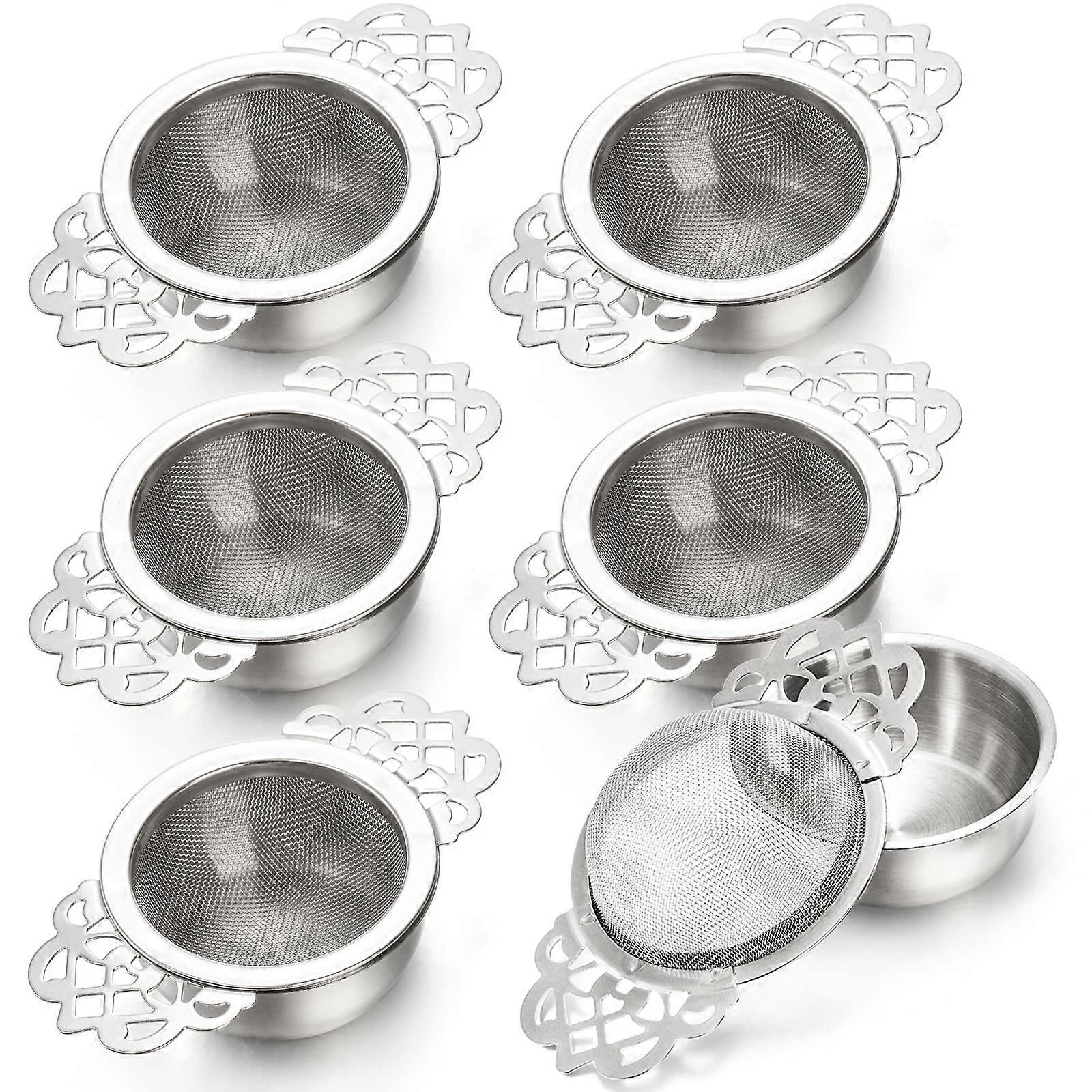 6 Pack Stainless Metal Tea Filter Strainers for Tea Infuser 2.5 Inch