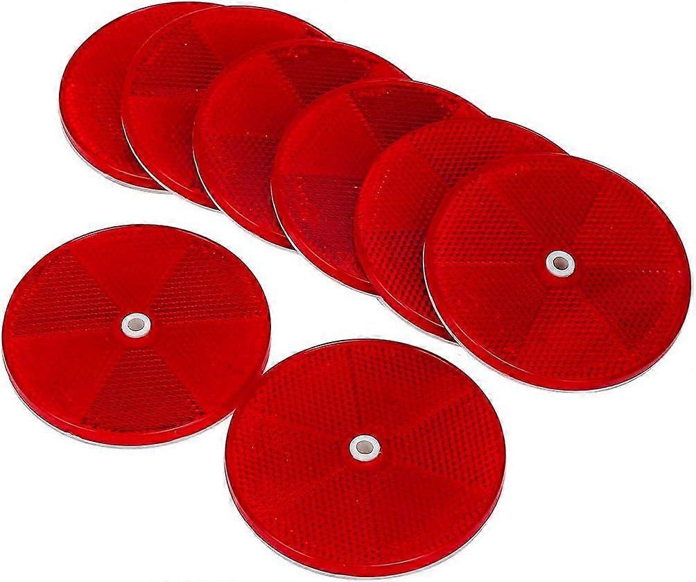 8 Pcs Red Round Reflector, Fixed Screw-In Trailer Reflector, Traffic Round Reflector, Red Reflector Apply To Rv Caravans Trailer(Red,80Mm)