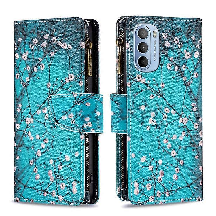 BF03 Wallet Phone Case Compatible For Motorola Moto G31 / Moto G41, Pattern Printing Leather Protective Zipper Purse Stand Cover w