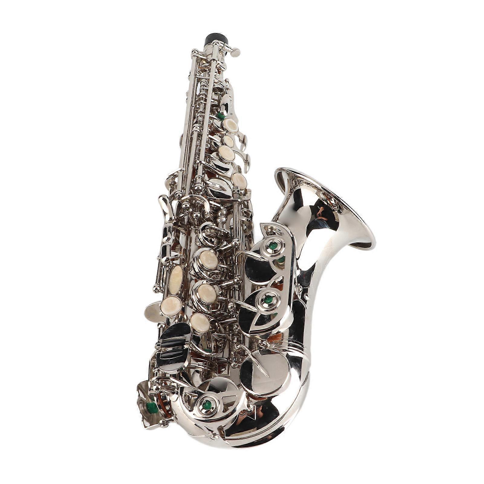 Soprano Saxophone BB Key Brass Silver Complete Set with Case