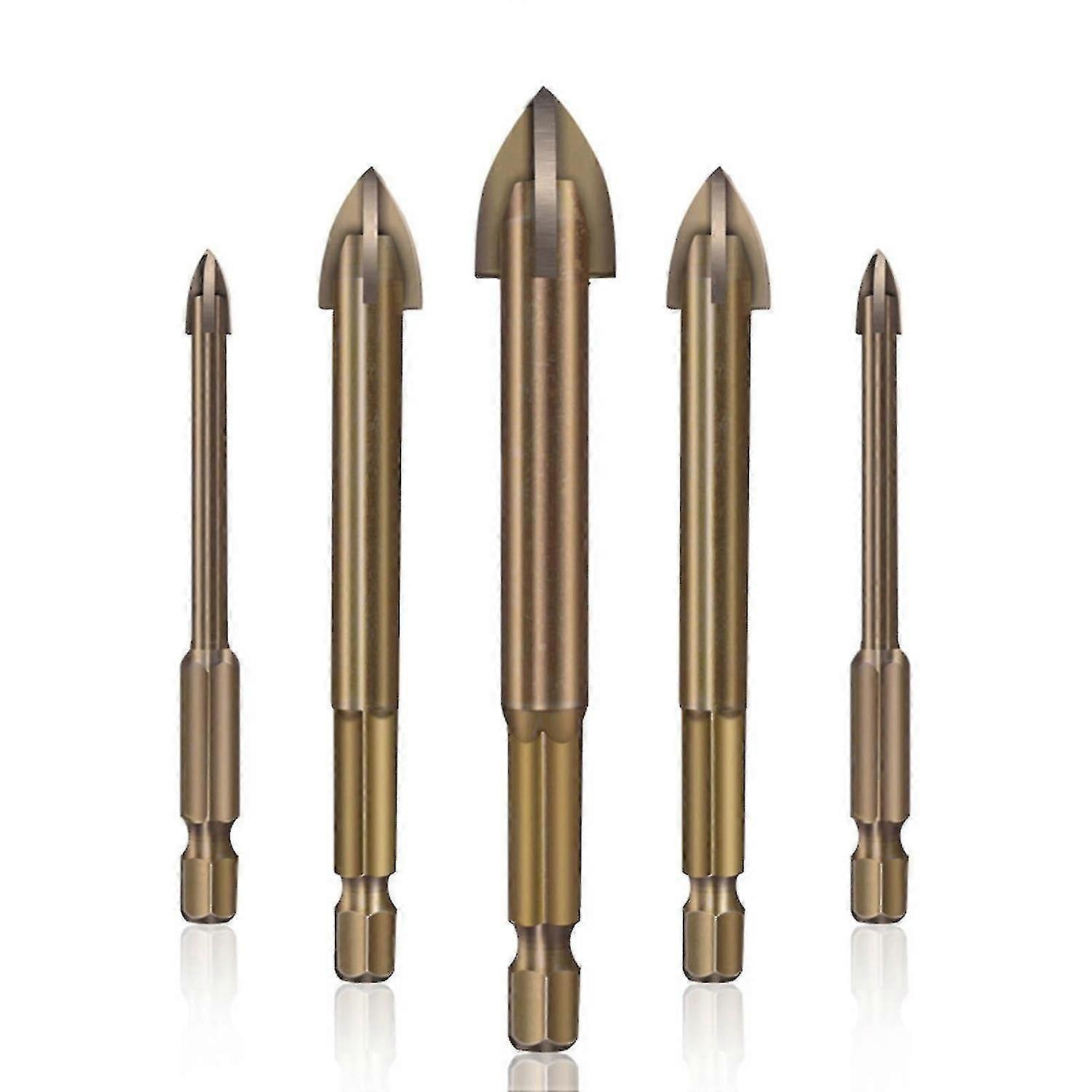 5pcs Glass Ceramic Tile Drill Bit, Universal Efficient Drilling Tool, Multifunctional Cemented Carbi