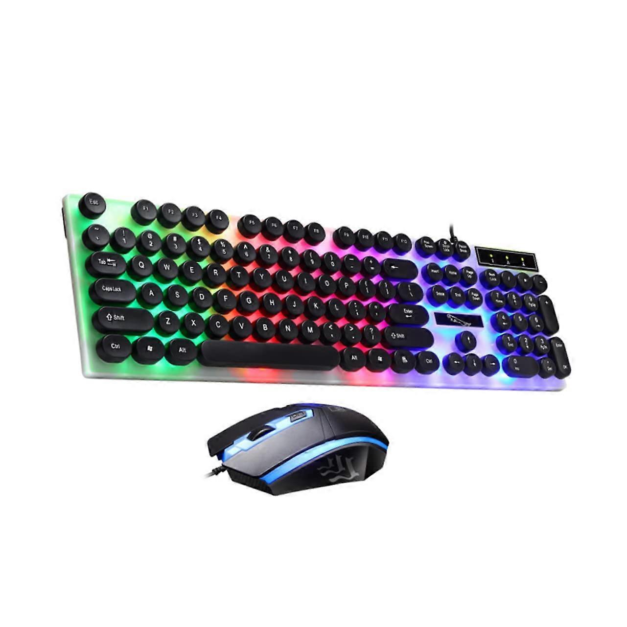 Wired Keyboard and Mouse with Backlight Comfortable and Computer Keyboard for Travel and Outdoor Use Sleek Design Black