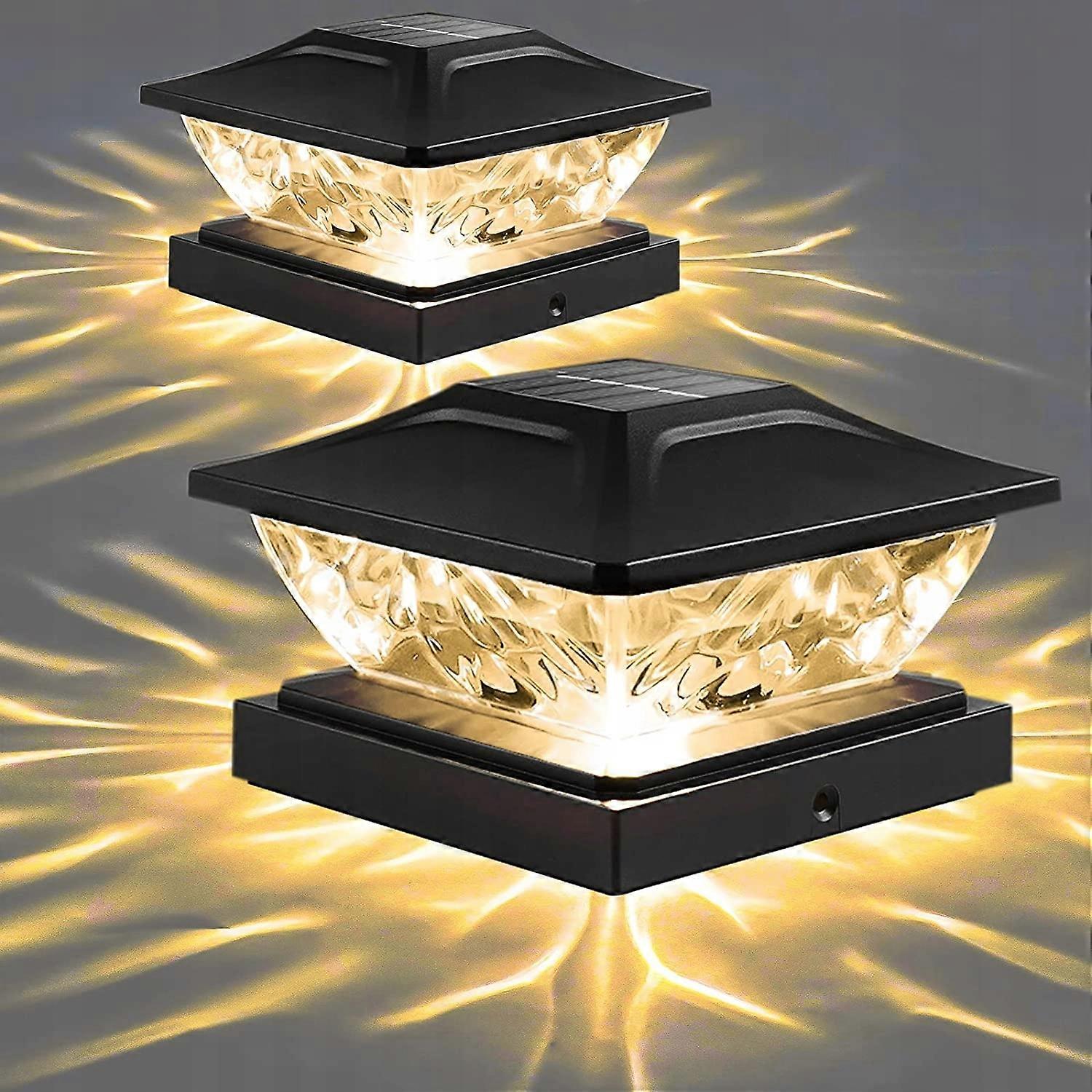 2x Solar Led Garden Lamp For Tare Columns