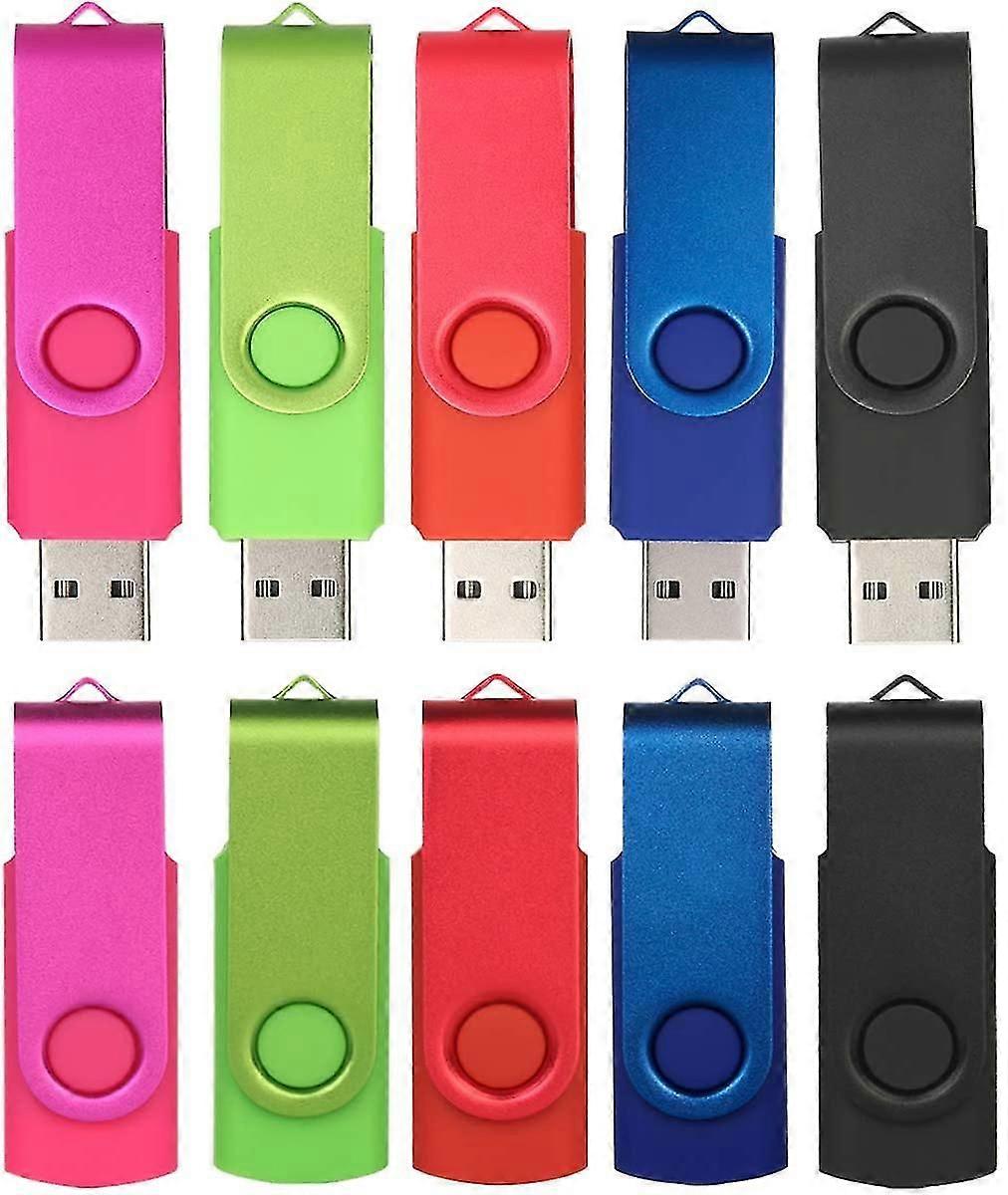 10 Pack Thumb Drives Usb 2.0 Flash Drive Colorful Memory Sticks