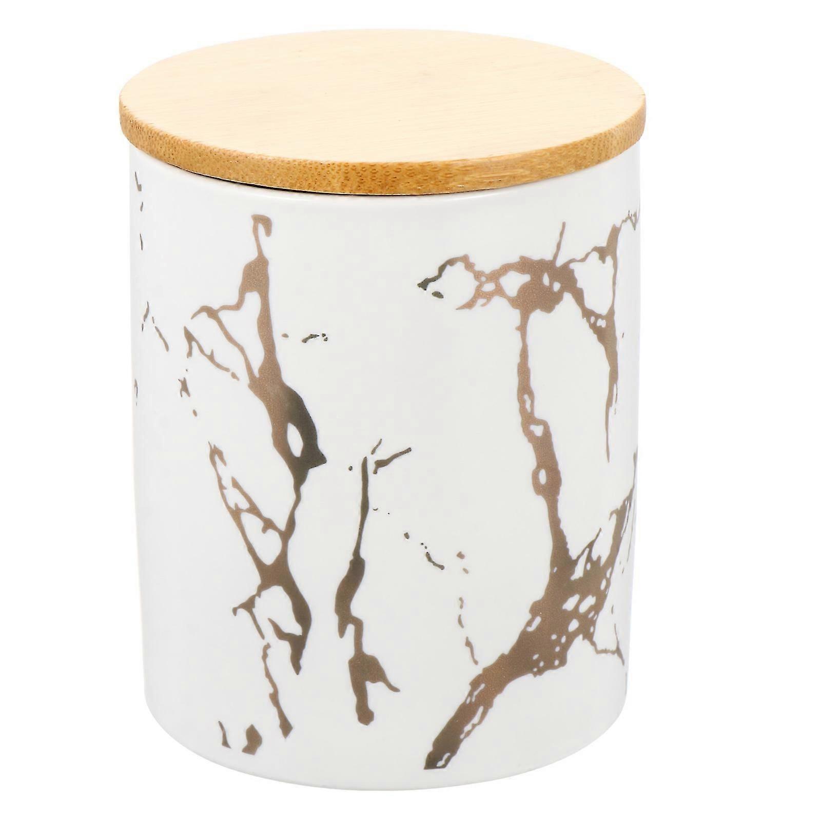 1pc Marble Grain Ceramic Sealing Can Storage Can Kitchen Storage Container