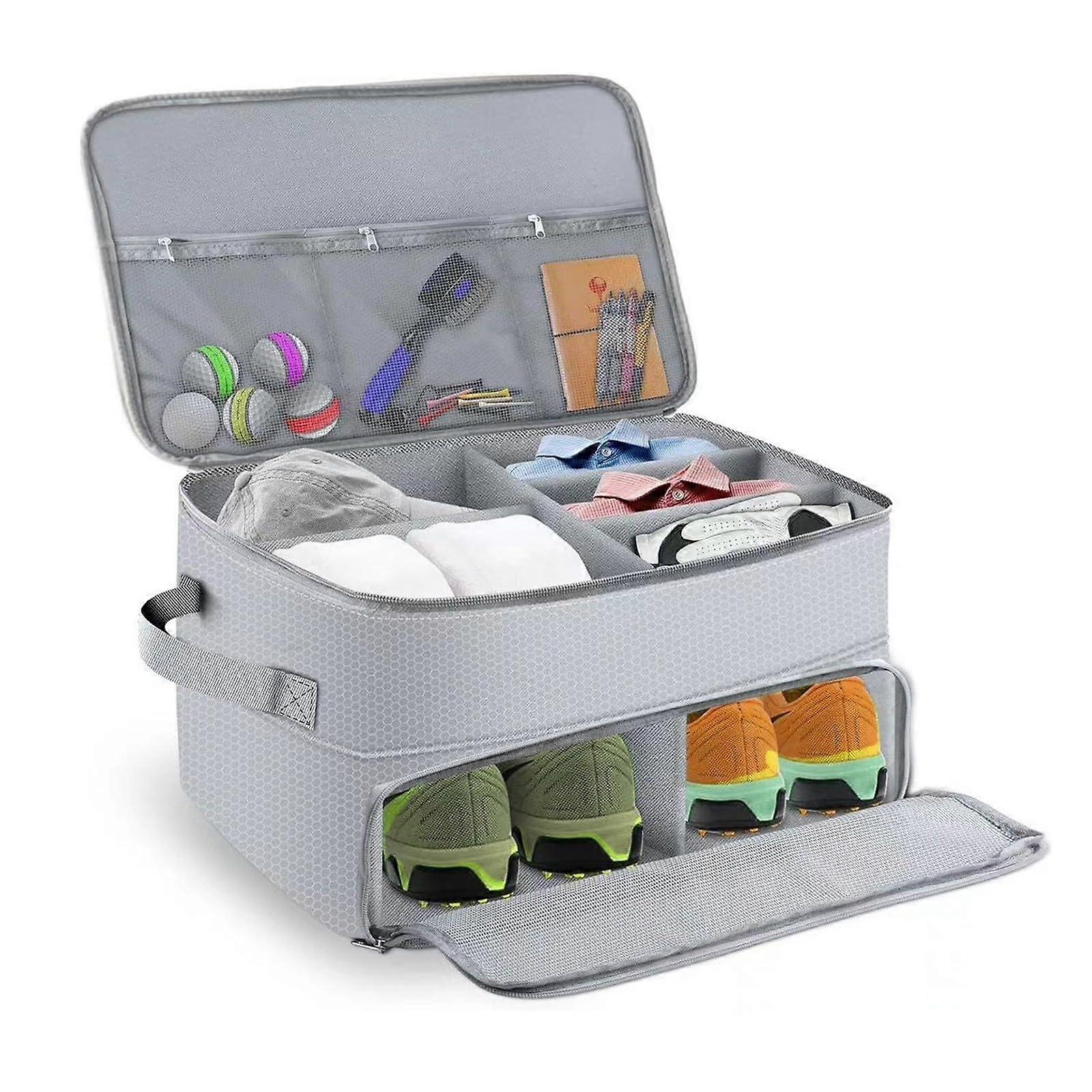 Golf Trunk Organizer for Car, 2 Layers Golf Locker with Separate Ventilated Compartments